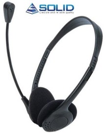 solid stereo headset met microfoon, zwart, model ht-161